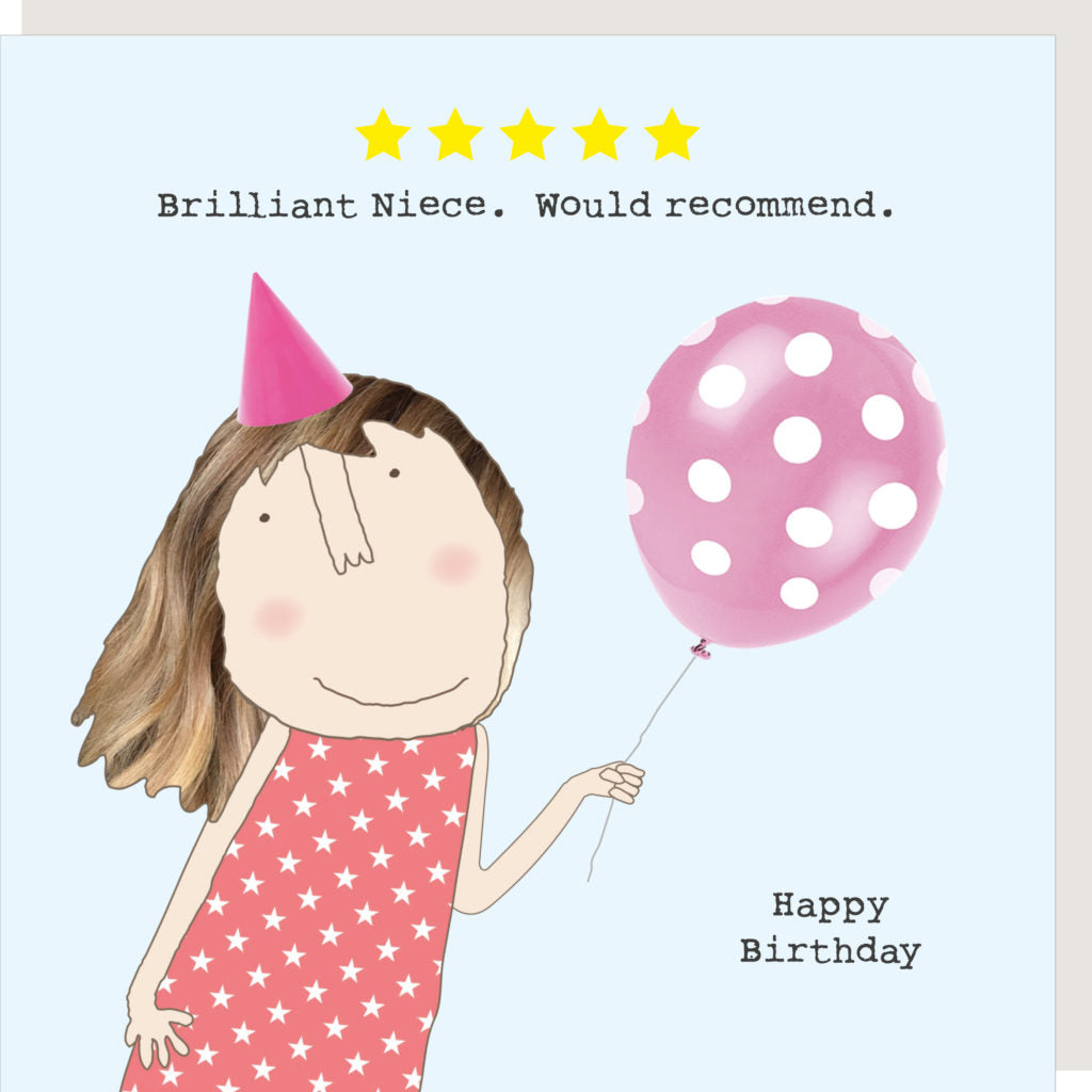 Five Star Niece card by Rosie Made a Thing from Cornucopia Worcester featuring colorful star design on a greeting card.