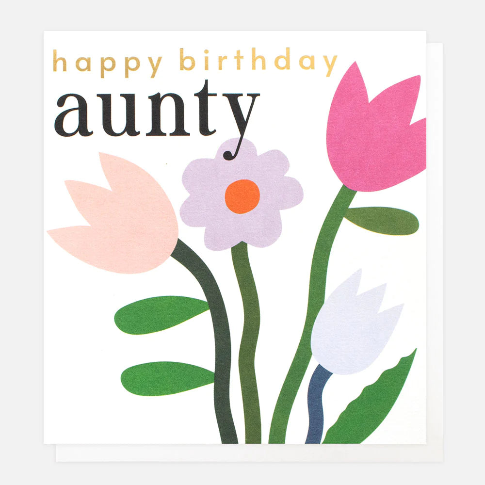 Caroline Gardner Aunty Birthday Card featuring colorful floral design, perfect for celebrating your aunt's special day.
