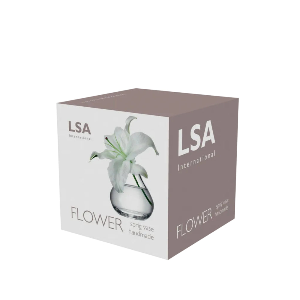 LSA International Flower Sprig Vase, 11 cm tall, with clear glass and a delicate design, ideal for floral arrangements.