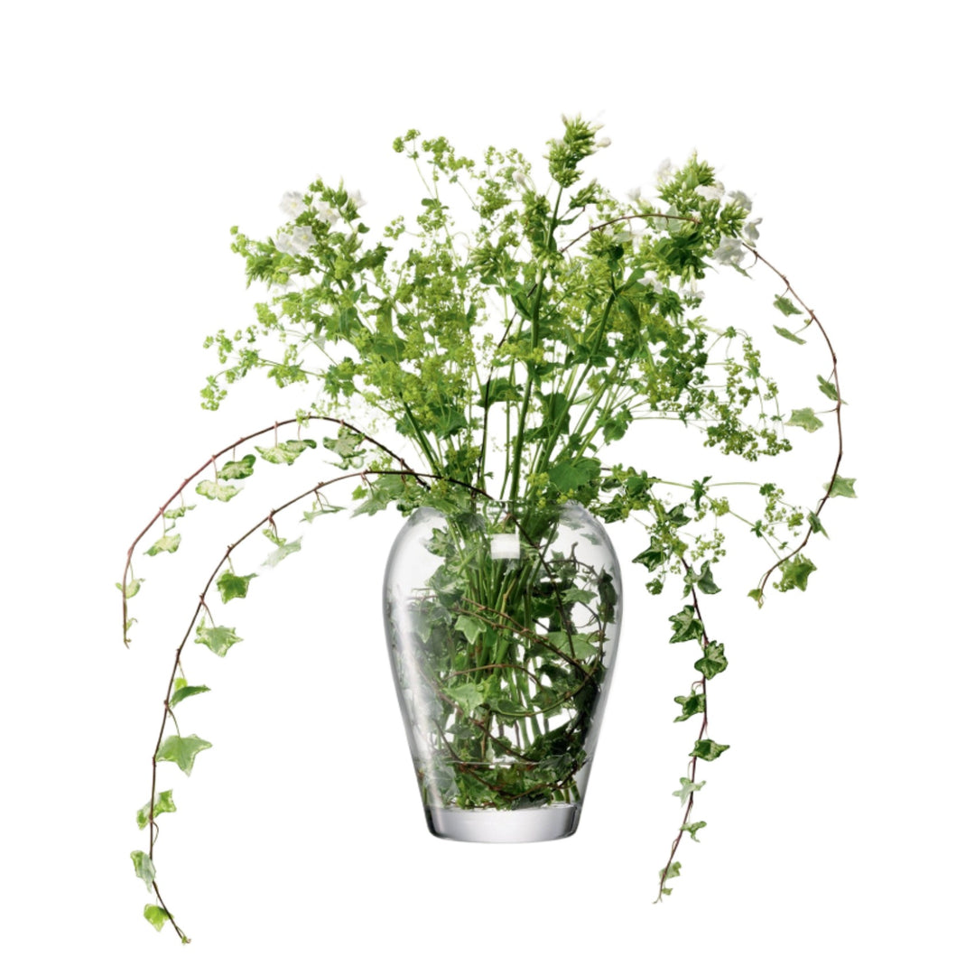 Clear flower garden bouquet vase by LSA International, 25cm tall, with a sleek modern design for floral arrangements.