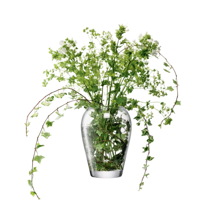 Clear flower garden bouquet vase by LSA International, 25cm tall, with a sleek modern design for floral arrangements.