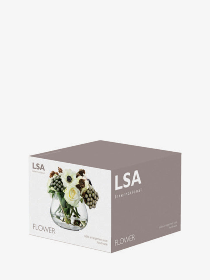 LSA International flower table arrangement in a Cornucopia Worcester vase, 11.5cm tall, with colorful flowers and elegant design.
