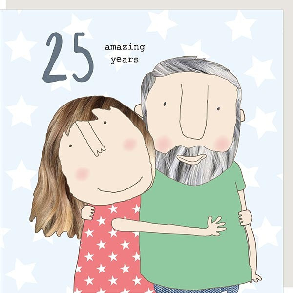 Rosie Made a Thing 25th anniversary card featuring elegant floral design, from Cornucopia Worcester, ideal for celebrating special milestones.