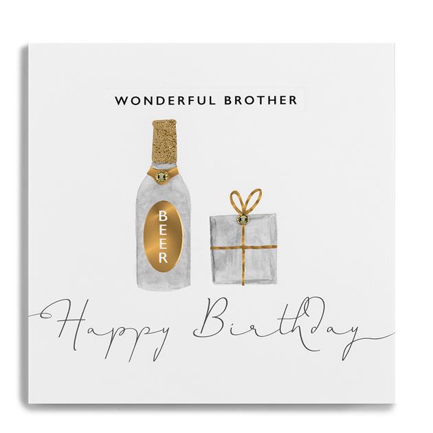 Brother Janie Wilson birthday card with colorful floral design from Cornucopia Worcester, featuring cheerful birthday message.