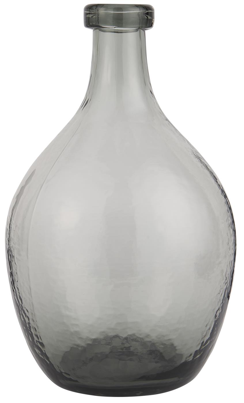 Large grey glass balloon vase by IB Laursen, featuring a smooth, rounded shape perfect for floral arrangements.
