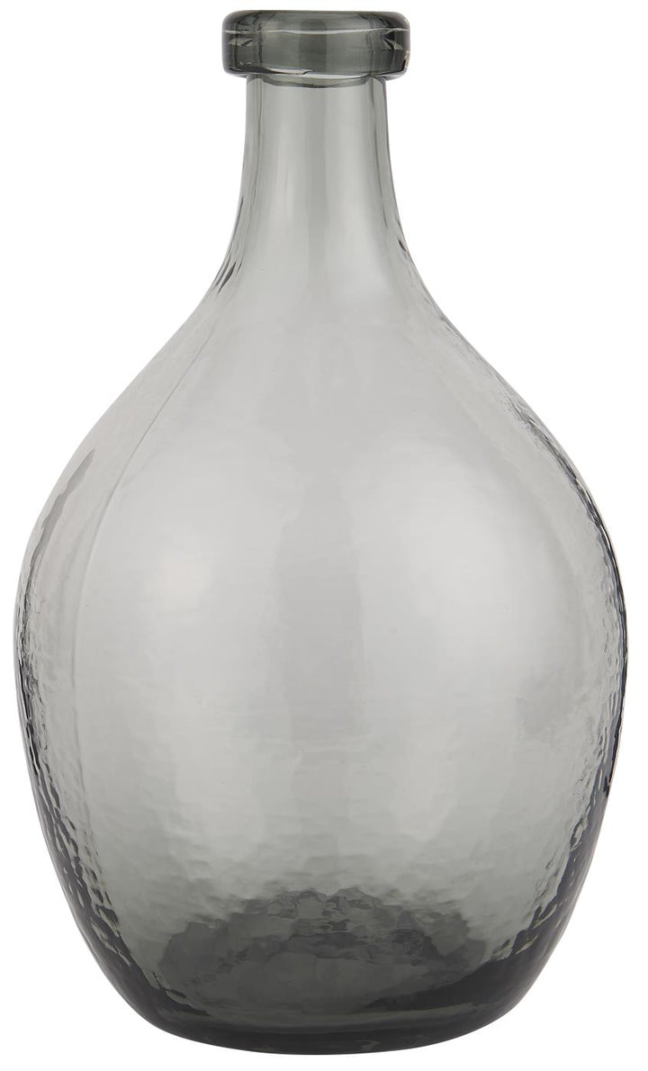 Large grey glass balloon vase by IB Laursen, featuring a smooth, rounded shape perfect for floral arrangements.