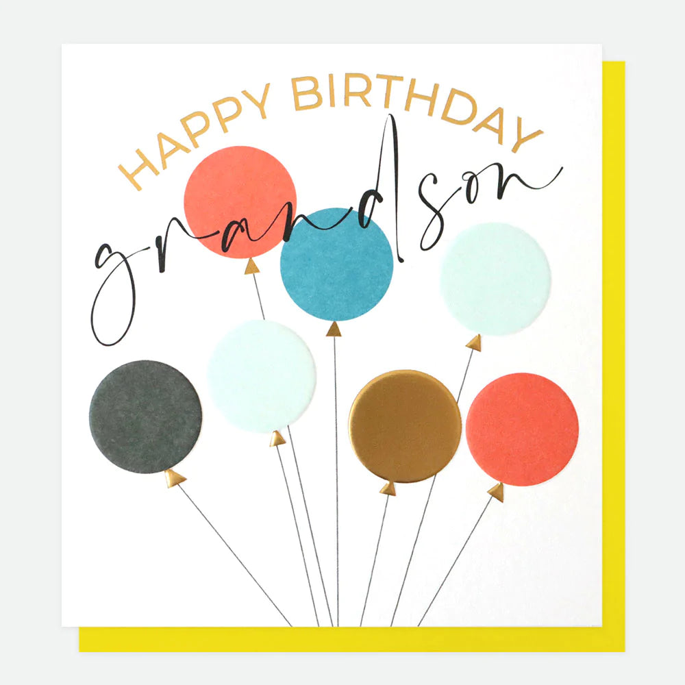 Caroline Gardner Happy Birthday Grandson greeting card with colorful birthday message and playful design.