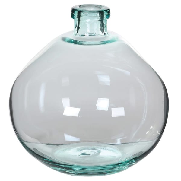 Large recycled blue glass vase by Coach House from Cornucopia Home and Gift, showcasing its vibrant color and elegant shape.