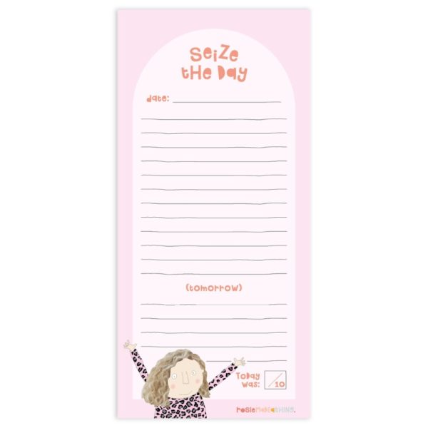Rosie Made a Thing Seize the Day List Pad from Cornucopia Home and Gift, featuring a colorful daily planner and notepad design.