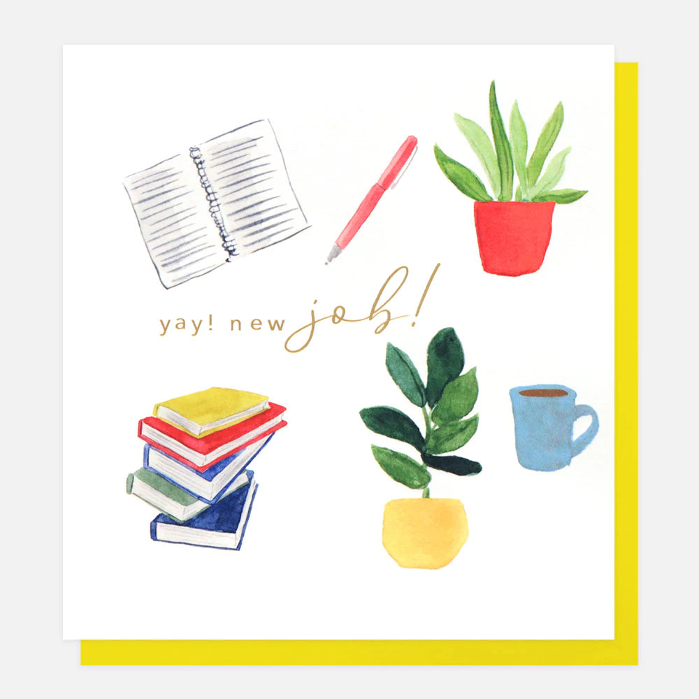 Caroline Gardner New Job Plants Congratulations card featuring colorful floral design from Cornucopia Worcester.