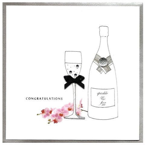 Cinnamon Aitch Piccadilly Congratulations greeting card with floral design from Cornucopia Home and Gift on plain background
