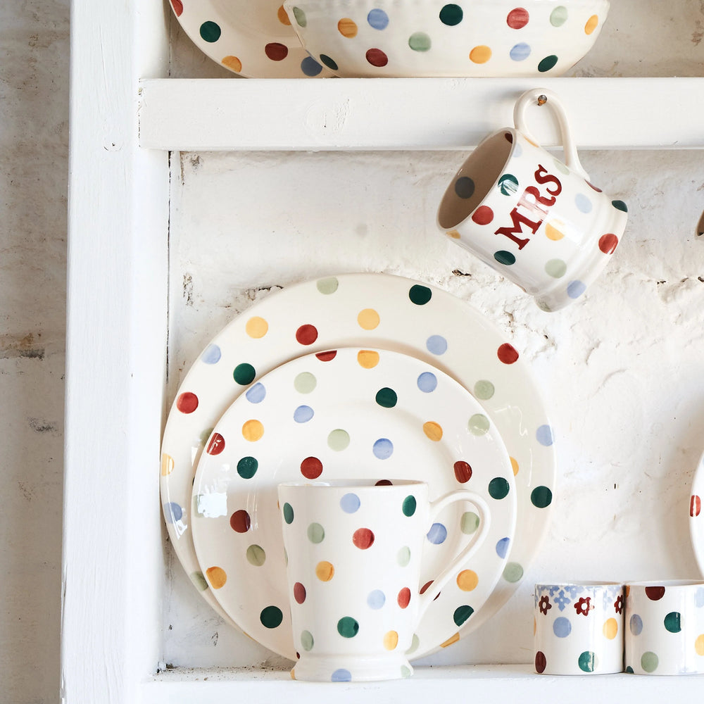 Emma Bridgewater Polka Dot 8½ inch ceramic plate with colorful polka dot pattern and classic rim design.