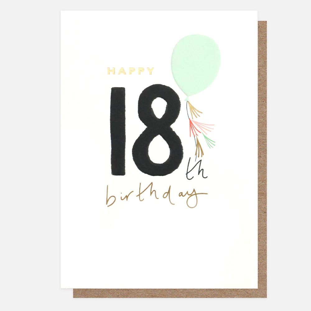 Caroline Gardner Happy 18th Birthday balloons with colorful designs, perfect for celebrating an 18th birthday party.