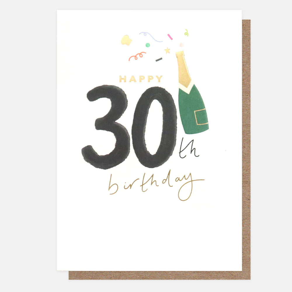 Caroline Gardner Happy 30th Birthday bottle card featuring colorful, festive design for celebrating a milestone birthday.
