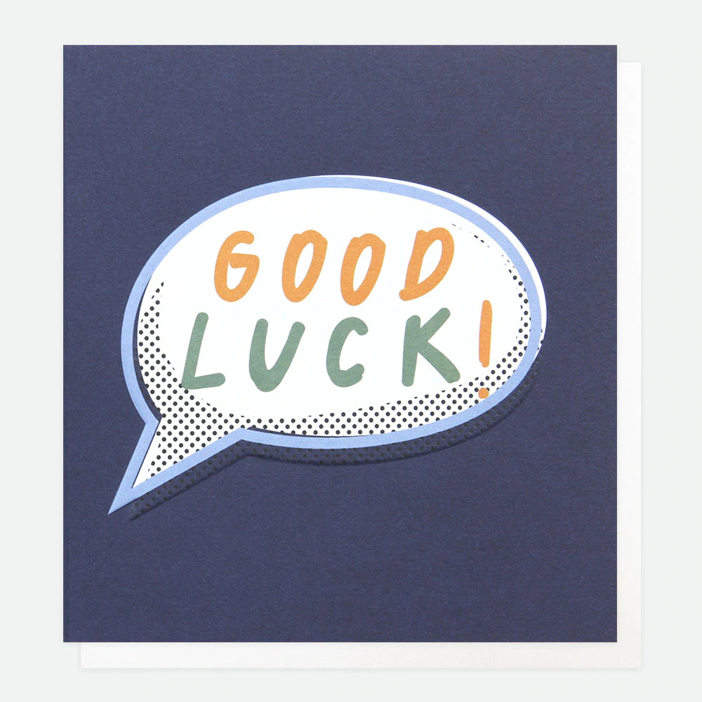 Caroline Gardner Good Luck card featuring colorful, cheerful design with floral accents, perfect for sending well wishes.
