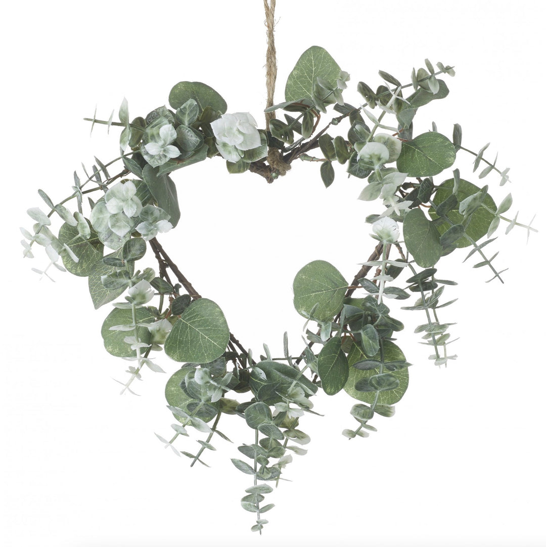 Eucalyptus Heart by Parlane, a decorative botanical arrangement with green eucalyptus leaves in a heart shape.