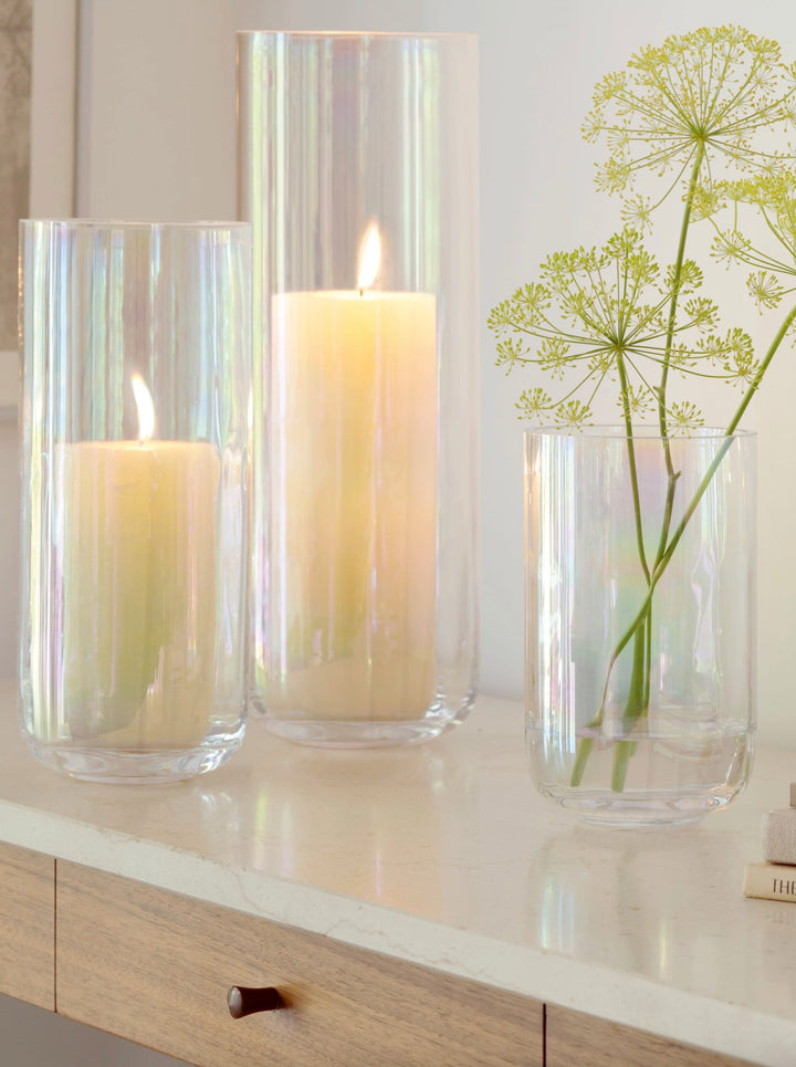 LSA International Pearl Lantern Vase, 18.5cm, with a luminous pearl finish, designed by Cornucopia Home and Gift.
