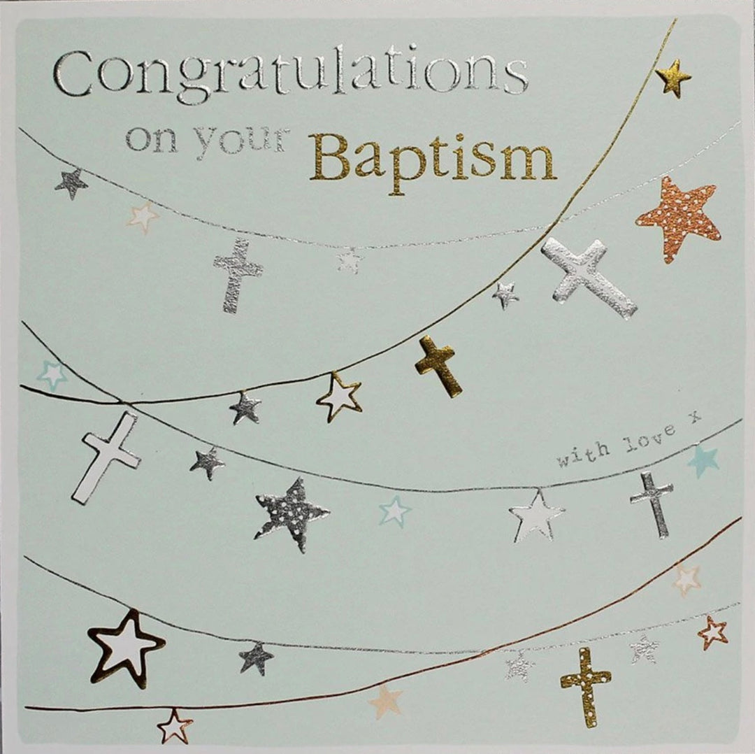 Molly Mae congratulation baptism card by Cornucopia Worcester featuring elegant design and heartfelt message for baptism celebration.