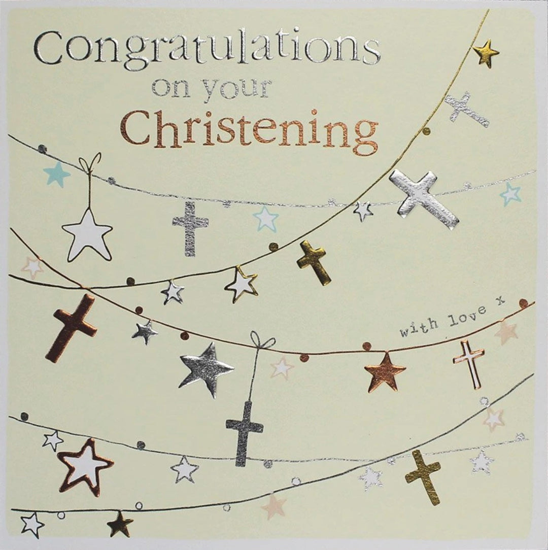 Molly Mae "On Your Christening" decorative sign by Cornucopia Home and Gift, featuring elegant script on a white background.