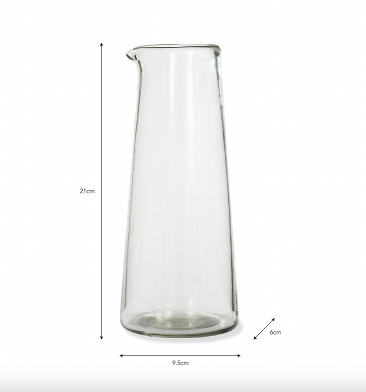 Small glass meze wine carafe by Garden Trading, featuring a sleek, transparent design ideal for serving wine or water.