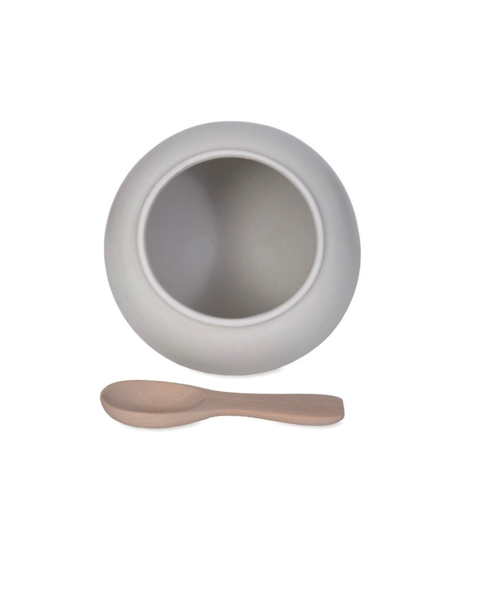 White ceramic salt cellar by Garden Trading, Cornucopia Worcester, featuring a simple, elegant design for kitchen or dining use.