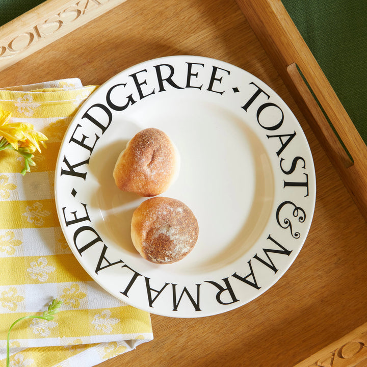 Emma Bridgewater Black Toast 8½ inch ceramic plate with marmalade toast design, showcasing elegant black and white pattern.