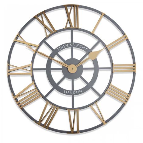 Large 24-inch brass skeleton wall clock with evening star design by Cornucopia Worcester, showcasing intricate metalwork and vintage style