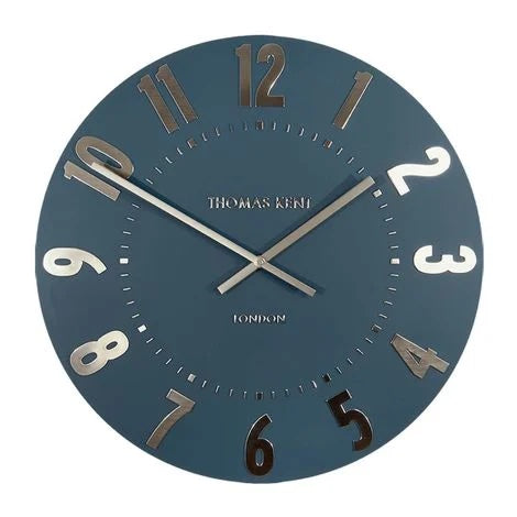 20-inch Mulberry Wall Clock in midnight blue by Cornucopia Home and Gift, featuring a modern, stylish design.