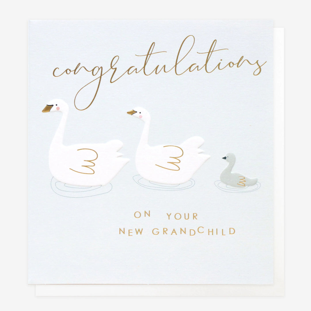 Caroline Gardner congratulatory card for new grandchild, featuring colorful floral design on a birthday card for her.
