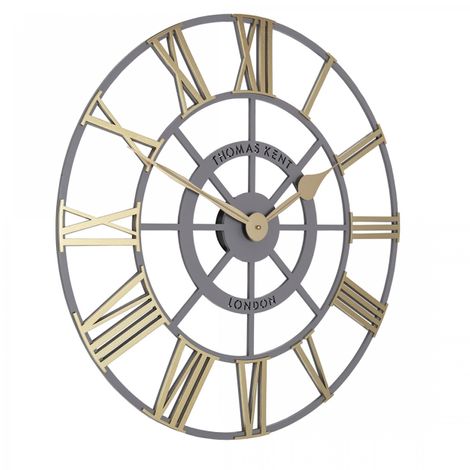 24-inch Brass Evening Star Large Skeleton Wall Clock by Cornucopia Worcester featuring intricate skeleton design and vintage brass finish.