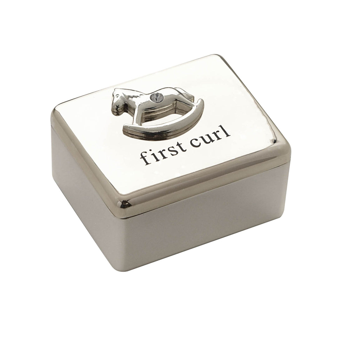 Silver Plated First Curl Box Rocking Horse