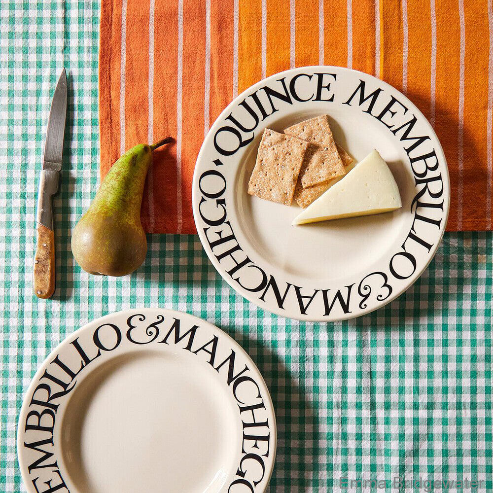 Emma Bridgewater Black Toast Quince 8½ inch ceramic plate with a detailed fruit and toast pattern on a white background.
