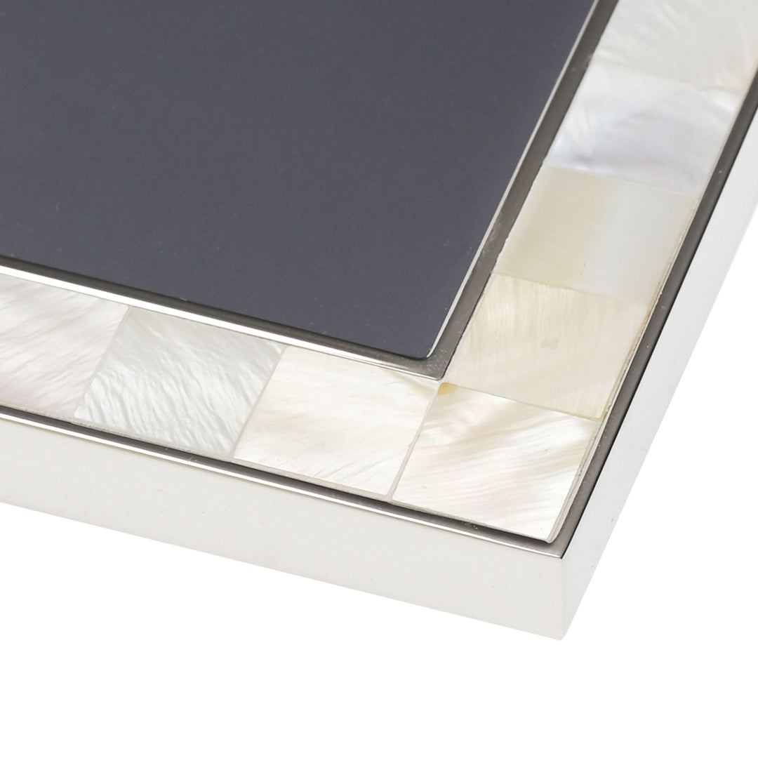 Metal and mother of pearl photo frame by Widdop &amp; Co, featuring elegant design and polished finish for decorative display.