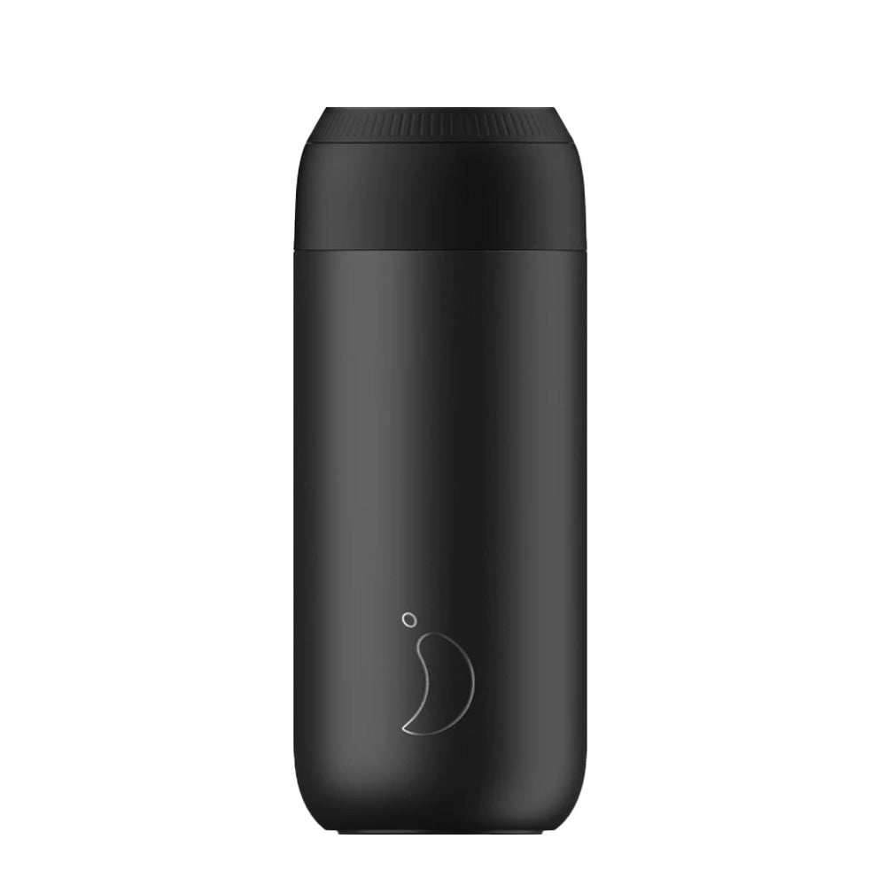 Cornucopia Worcester Abyss Black Series 2 500ml Chillys cup with sleek black design and secure lid for hot and cold beverages.