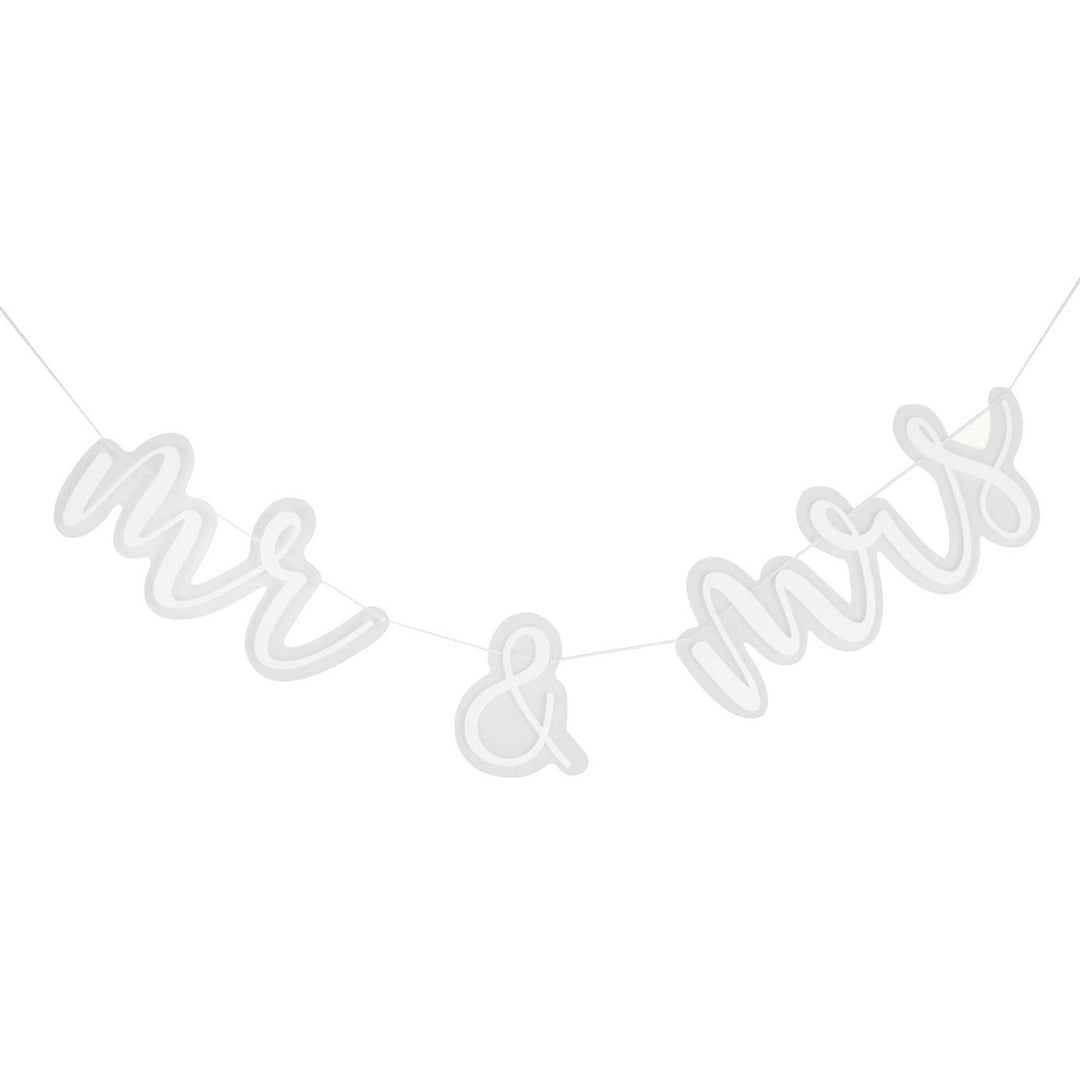 Mr & Mrs Acrylic Bunting by Ginger Ray, featuring clear acrylic letters with gold accents, suitable for wedding or celebration decor.