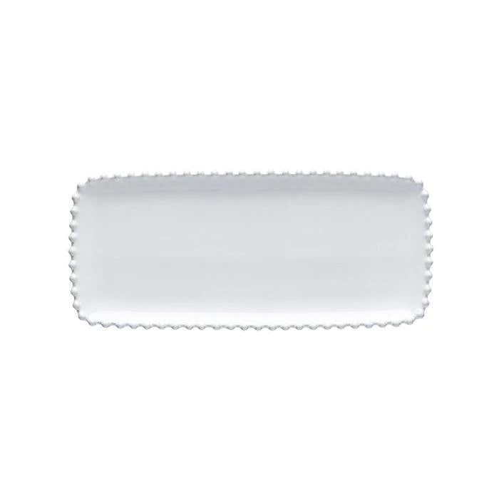 Pearl white rectangular serving tray from Cornucopia Worcester by My Gifts Trade, featuring a smooth glossy finish and elegant design.