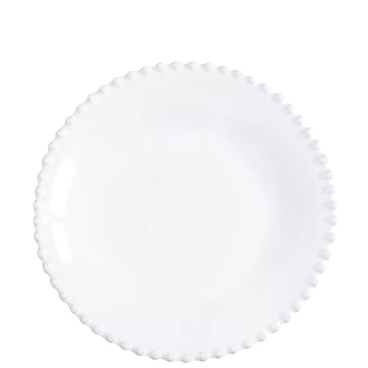 Pearl white soup and pasta plate by Cornucopia Worcester, featuring a smooth, elegant ceramic design with a glossy finish.