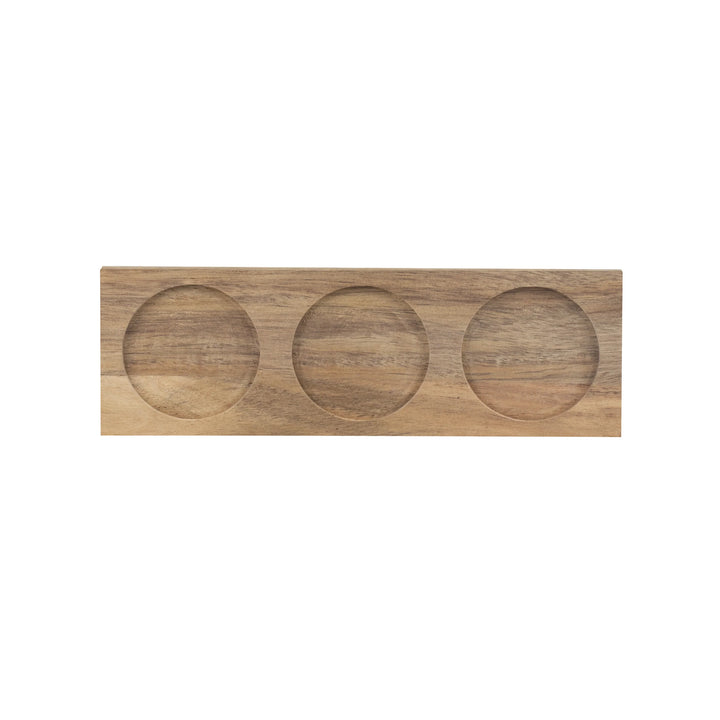 Set of three Radër Heart Embossed Dip Bowls with wooden bases from Cornucopia Home and Gift, part of the Bon Appétit collection.