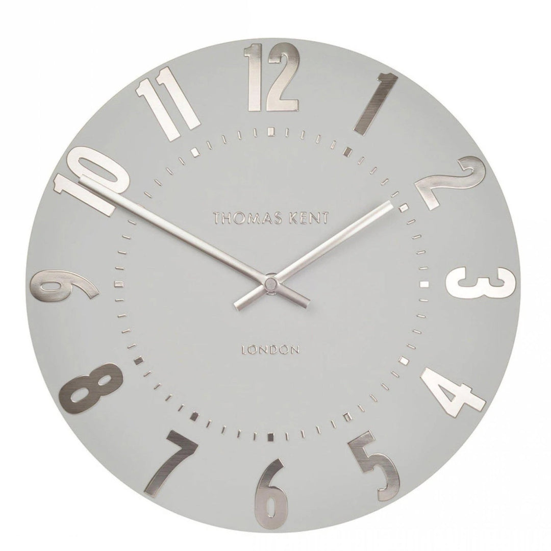 12-inch Mulberry Wall Clock by Cornucopia Home and Gift featuring a silver cloud design for modern home decor.