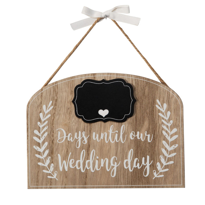Countdown to our wedding plaque by Widdop &amp; Co from Cornucopia Home and Gift, featuring a decorative wooden sign with engraved text.